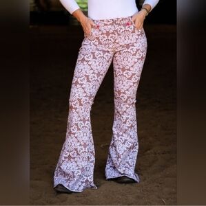 NWT WHITE LACE SUPER FLARE JEANS
